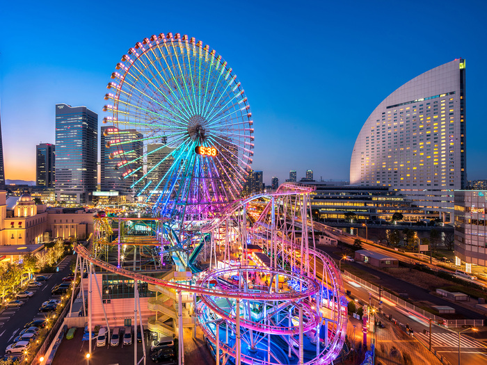 Yokohama Japan Ferris Wheel Yokohama Cosmo World At Night Yokohama Japan Ferris Wheel Yokohama Cosmo World At Night